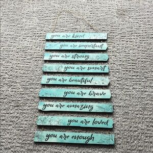 Inspirational Wall Hanging with Blue and Black Accents